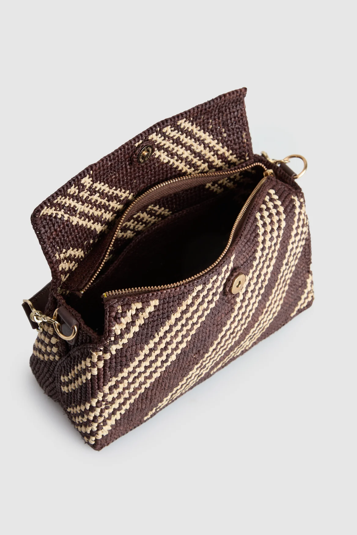 Clara Leather Raffia Shoulder Bag - Image 4