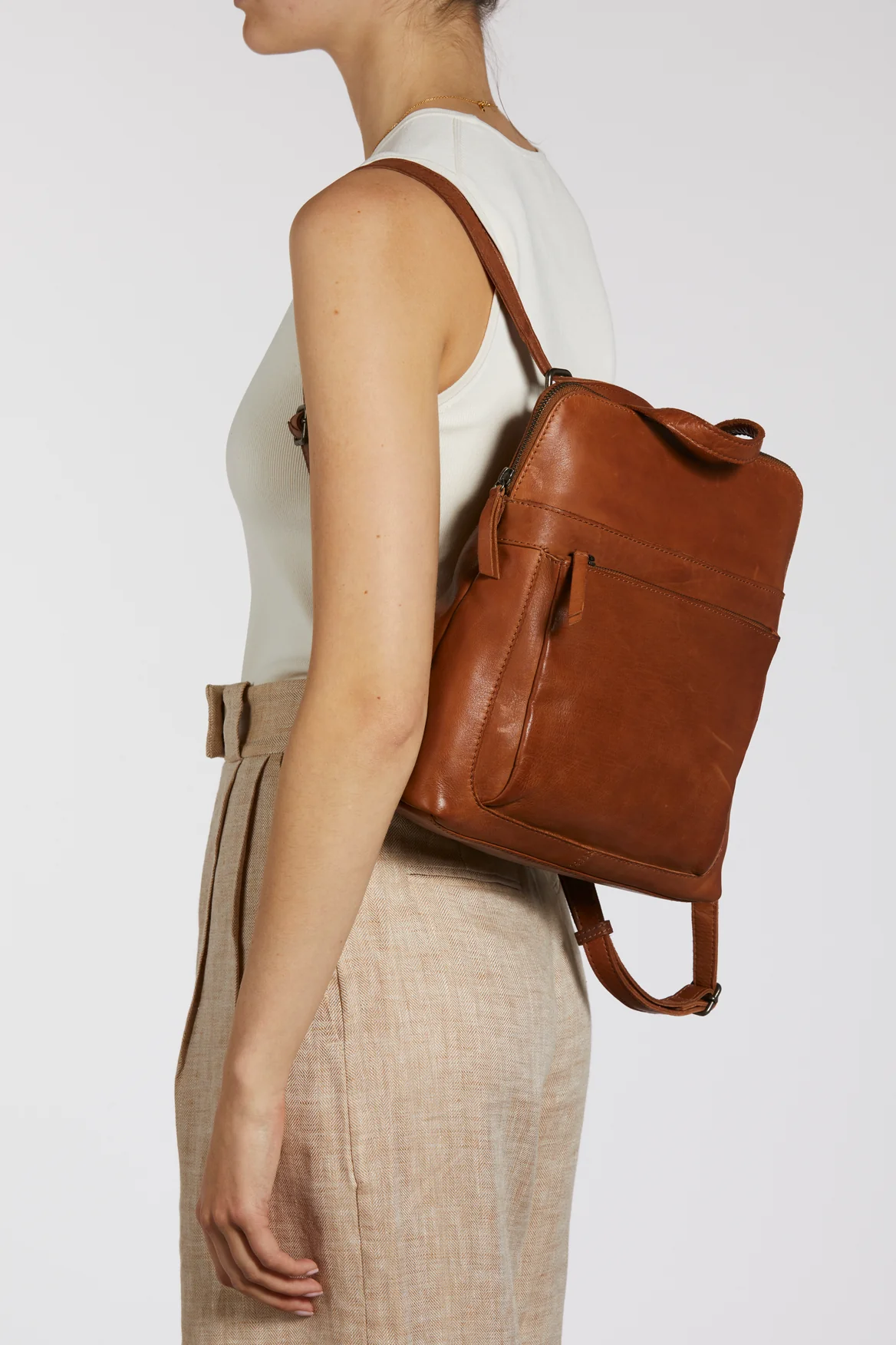 Maya Leather Convertible Backpack - Image 5