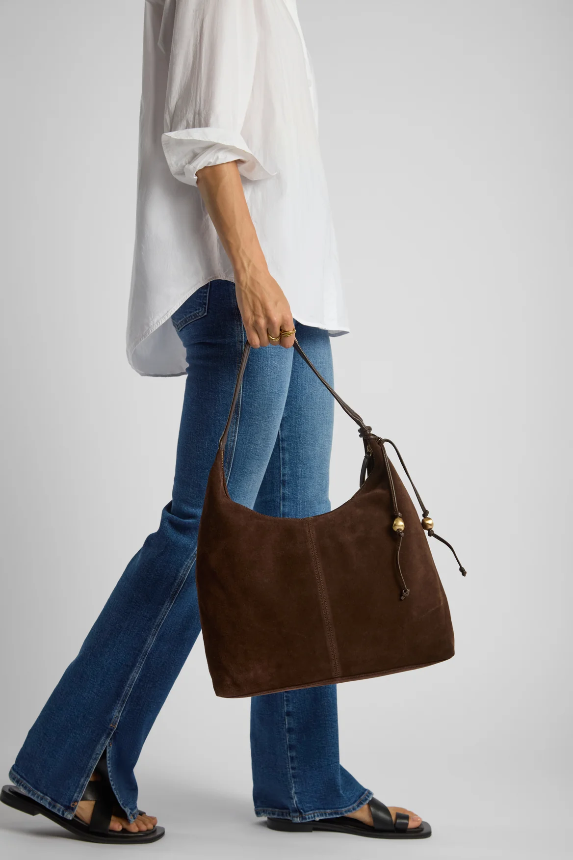 Nina Leather Suede Hobo Bag - Image 2
